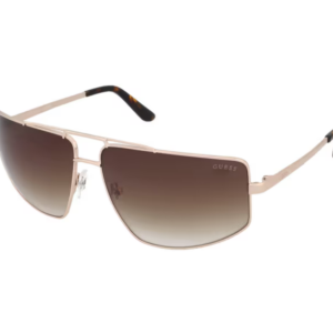Мъжки елегантните слънчеви очила Guess GU5207 32F. Дизайн тип навигатор с метална рамка в златист тон и кафяви градиентни стъкла. Стил и 100% UV защита